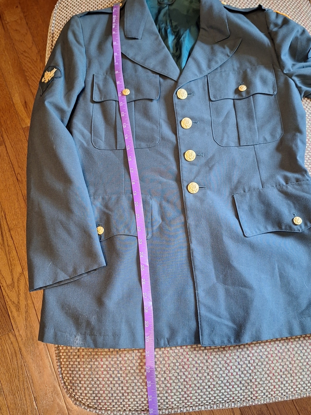 Men's Military Army Dark Green Dress Jacket with Gold Buttons - Picture 5 of 11